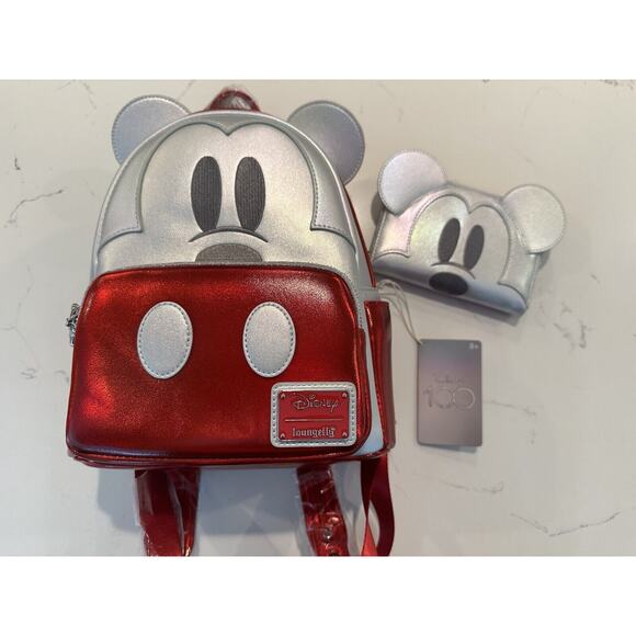 Loungefly Disney 100 Platinum Mickey Mouse Cosplay Mini Backpack W/ Wallet main image 9